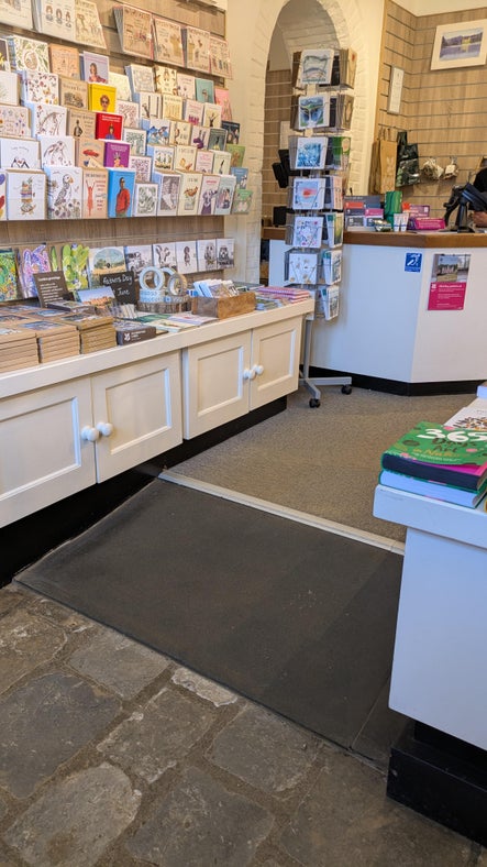 Ramp and counter inside the shop at Blickling Estate